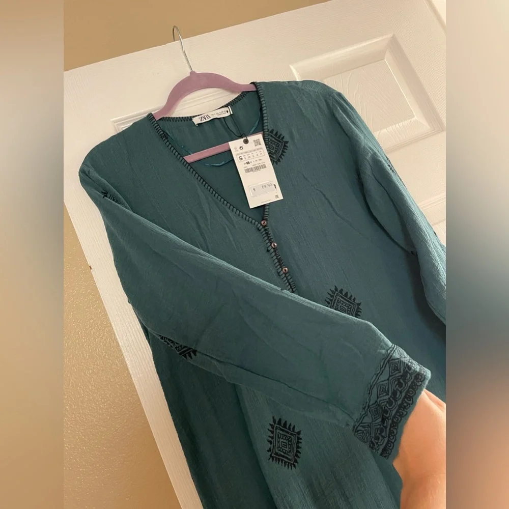 NEW Zara midi dress long sleeve - Picture 4 of 7